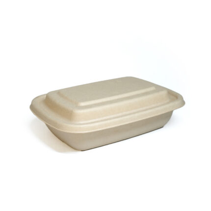 ECO Bagasse Rect 2 Compartment + bagasse Lid