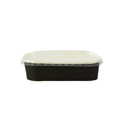Kraft Black Rect Containers + Lids