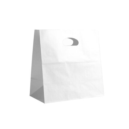 White Take Away Bags with Die Cut Handle