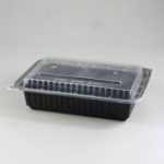 Black ripple rect containers & lids