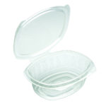 Clear oval containers with hinged lid
