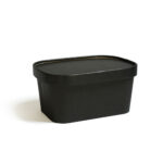 Kraft Black Rect Containers + kraft Lid